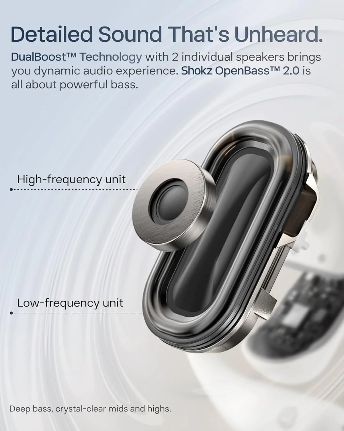 SHOKZ OpenFit 2 Open-Ear Earhook Bluetooth Earbuds, White,48H Playtime