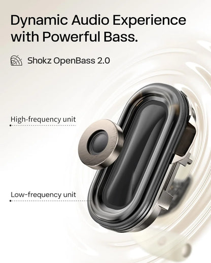 SHOKZ OpenFit 2 Open-Ear Earhook Bluetooth Earbuds, White,48H Playtime
