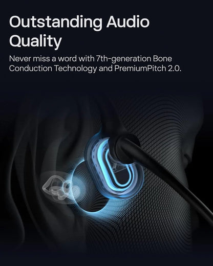 SHOKZ OpenComm2 UC 2025 Upgrade - Open-Ear Wireless Computer Headset with Boom Mic, Bone Conduction Bluetooth Stereo Headphones (Renewed)