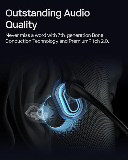 SHOKZ OpenComm2 UC 2025 Upgrade - Open-Ear Wireless Computer Headset with Boom Mic, Bone Conduction Bluetooth Stereo Headphones (Renewed)