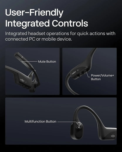SHOKZ OpenComm2 UC Open-Ear Headset, USB-A Dongle, Noise-Canceling Mic
